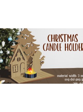 Σετ των 2 Intra απο ξύλο plywood 3mm-4mm πάχος Χριστουγεννιάτικες Κηροπήγια. Xmas Δίασταση 15x15 cm INTRAFABR-80867126