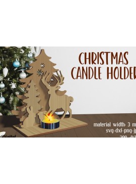 Σετ των 3 Intra απο ξύλο plywood 3mm-4mm πάχος Χριστουγεννιάτικες Κηροπήγια. Xmas Δίασταση 15x15 cm INTRAFABR-80867098