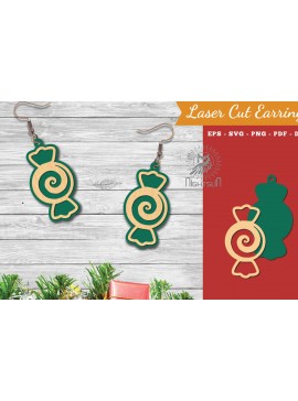 Σετ των 3 Intra απο ξύλο plywood 3mm-4mm πάχος Χριστουγεννιάτικα σκουλαρίκια κομμένα με λέιζερ καραμέλα 3 Δίασταση 3x3 cm INTRAFABR-112553200