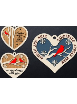 Σετ των 3 Intra απο ξύλο plywood 3mm-4mm πάχος Χριστουγεννιάτικο καρδινάλιο στολίδι με λέιζερ Δίασταση 8x8 cm INTRAFABR-76361006