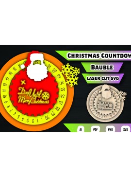 Σετ των 2 Intra απο ξύλο plywood 3mm-4mm πάχος Χριστουγεννιάτικη αντίστροφη μέτρηση Μπιχλιμπίδι Δίασταση 15x15 cm INTRAFABR-106394450