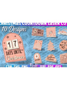 Σετ των 2 Intra απο ξύλο plywood 3mm-4mm πάχος Χριστουγεννιάτικη Αντίστροφη μέτρηση με Design Δίασταση 15x15 cm INTRAFABR-79767456