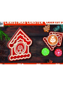 Σετ των 2 Intra απο ξύλο plywood 3mm-4mm πάχος Christmas Cup Coaster Cut  Δίασταση 15x15 cm INTRAFABR-107978336