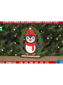 Σετ των 3 Intra απο ξύλο plywood 3mm-4mm πάχος Χριστουγεννιάτικα στολίδια | Ειδώλιο πιγκουίνος Δίασταση 8x8 cm INTRAFABR-106662447