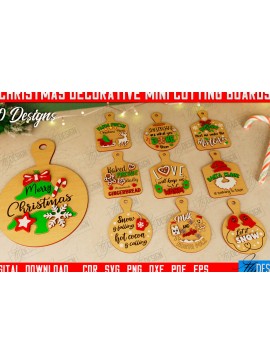 Σετ των 2 Intra απο ξύλο plywood 3mm-4mm πάχος Χριστουγεννιάτικες διακοσμητικές μίνι σανίδες κοπής Δίασταση 15x15 cm INTRAFABR-111730417