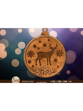 Σετ των 3 Intra απο ξύλο plywood 3mm-4mm πάχος Χριστουγεννιάτικο Ελάφι, Διακόσμηση παιχνιδιών Χριστουγεννιάτικου Δέντρου Δίασταση 4x4 cm INTRAFABR-84375182
