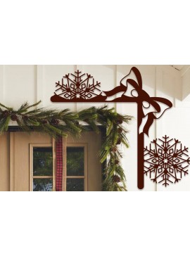 Σετ των 3 Intra απο ξύλο plywood 3mm-4mm πάχος Χριστουγεννιάτικη γωνιακή πόρτα με λέιζερ Δίασταση 15x15 cm INTRAFABR-102515785