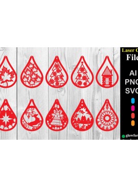 Σετ των 3 Intra απο ξύλο plywood 3mm-4mm πάχος Χριστουγεννιάτικα Σκουλαρίκια Studs Μεγάλο Δίασταση 3x3 cm INTRAFABR-20663300