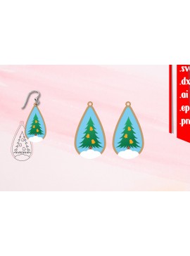 Σετ των 3 Intra απο ξύλο plywood 3mm-4mm πάχος Χριστουγεννιάτικα Σκουλαρίκια|Σκουλαρίκι με κομμένο και σκοράρισμα Δίασταση 3x3 cm INTRAFABR-109918322