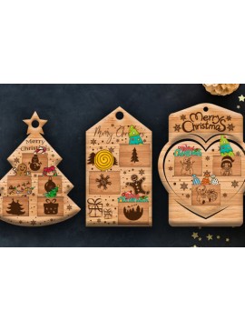 Σετ των 3 Intra απο ξύλο plywood 3mm-4mm πάχος Χριστουγεννιάτικο δώρο στολίδι με λέιζερ Δίασταση 8x8 cm INTRAFABR-83471795