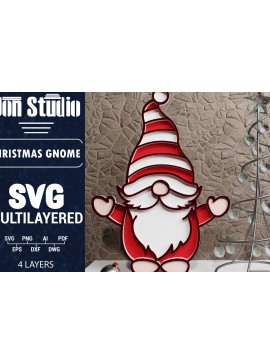 Σετ των 2 Intra απο ξύλο plywood 3mm-4mm πάχος Χριστουγεννιάτικο Gnome πολυστρωματικό χαρτί κοπής Δίασταση 1200x1200 cm INTRAFABR-73249860