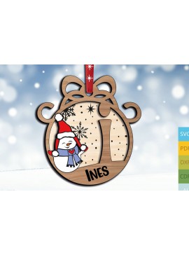 Σετ των 3 Intra απο ξύλο plywood 3mm-4mm πάχος Χριστουγεννιάτικο γράμμα I χιόνι στολίδι διακοπών Δίασταση 8x8 cm INTRAFABR-110525324