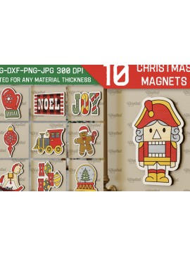 Σετ των 2 Intra απο ξύλο plywood 3mm-4mm πάχος κοπής με λέιζερ Χριστουγεννιάτικων μαγνητών Δίασταση 15x15 cm INTRAFABR-104689149