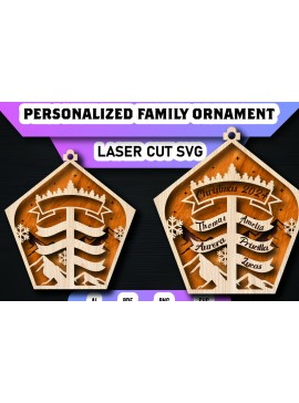 Σετ των 3 Intra απο ξύλο plywood 3mm-4mm πάχος Χριστουγεννιάτικο Οικογενειακό Στολίδι Βόρειου Πόλου Δίασταση 8x8 cm INTRAFABR-105339471