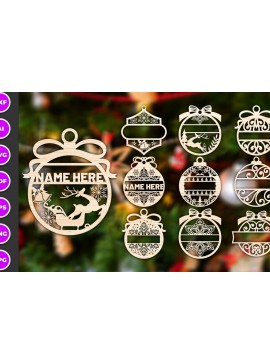 Σετ των 3 Intra απο ξύλο plywood 3mm-4mm πάχος Χριστουγεννιάτικο Στολίδι με Bundle2 Δίασταση 8x8 cm INTRAFABR-76065663