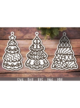 Σετ των 3 Intra απο ξύλο plywood 3mm-4mm πάχος Χριστουγεννιάτικο Στολίδι | Χριστουγεννιάτικο δέντρο Δίασταση 8x8 cm INTRAFABR-110683135