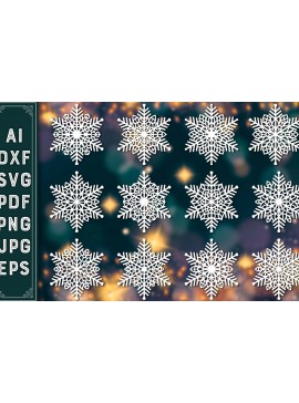 Σετ των 3 Intra απο ξύλο plywood 3mm-4mm πάχος με χριστουγεννιάτικα στολίδια Snowflake 74 Δίασταση 8x8 cm INTRAFABR-77831569