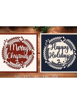 Σετ των 3 Intra απο ξύλο plywood 3mm-4mm πάχος Χριστουγεννιάτικη κάρτα κοπής Χαρούμενα Χριστούγεννα Δίασταση 15x15 cm INTRAFABR-119956195