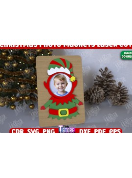 Σετ των 2 Intra απο ξύλο plywood 3mm-4mm πάχος Χριστουγεννιάτικο Photo Magnet | Ιδέα δώρου | CNC Δίασταση 15x15 cm INTRAFABR-108316652