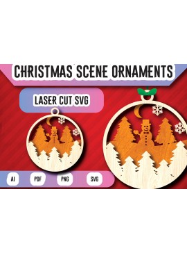Σετ των 3 Intra απο ξύλο plywood 3mm-4mm πάχος Χριστουγεννιάτικα στολίδια σκηνής με λέιζερ Δίασταση 8x8 cm INTRAFABR-104752743