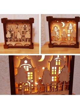 Intra απο ξύλο plywood 3mm-4mm πάχος – ξύλο Ξύλινο Πολυστρωματικό Φωτιστικό Νυχτερινής Σκηνής πόλης 50x60 cm INTRAVECTRY-MY560311