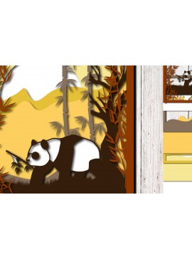 Σετ των 2 Intra απο ξύλο plywood 3mm-4mm πάχος – Panda σε πολυστρωματική κοπή λέιζερ ζούγκλας Δίασταση  20x20 cm INTRAFABR-23313918