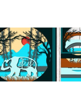 Σετ των 2 Intra απο ξύλο plywood 3mm-4mm πάχος – Panda σε πολυστρωματική κοπή λέιζερ ζούγκλας Δίασταση  20x20 cm INTRAFABR-23313887