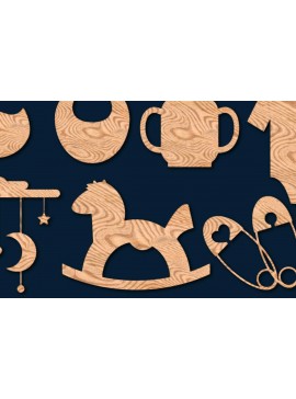 Σετ των 2 Intra απο ξύλο plywood 3mm-4mm πάχος – Πακέτο Paper Cut Baby Element Δίασταση  20x20 cm INTRAFABR-72300984