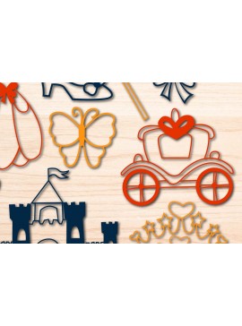 Σετ των 2 Intra απο ξύλο plywood 3mm-4mm πάχος – Paper Cut Princes Ornaments Bundle Δίασταση  20x20 cm INTRAFABR-76257198