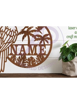 Intra απο ξύλο plywood 3mm-4mm πάχος – Parrot Tropical Theme Sign name Δίασταση  40x30 cm INTRAFABR-93657401