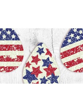 Σετ των 3 Intra απο ξύλο plywood 3mm-4mm πάχος – Patriotic Teardrop Earring Sublimation Δίασταση  5x5 cm INTRAFABR-31113103