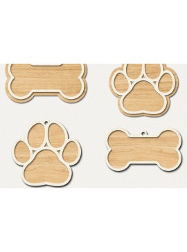 Σετ των 2 Intra απο ξύλο plywood 3mm-4mm πάχος – Paw Ornament, Χριστουγεννιάτικα Στολίδια Δίασταση  20x20 cm INTRAFABR-42958418