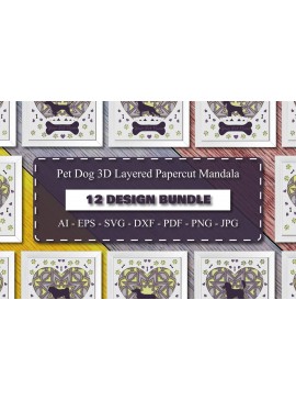 Σετ των 2 Intra απο ξύλο plywood 3mm-4mm πάχος – Πακέτο χάρτινης κοπής με 3D στρώματα Pet Dog Δίασταση  20x20 cm INTRAFABR-81359547