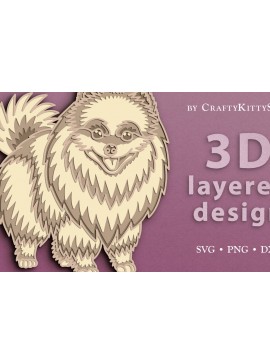 Σετ των 2 Intra απο ξύλο plywood 3mm-4mm πάχος – Αρχείο αποκοπής με 3D στρώματα Pomeranian Spitz Δίασταση  20x20 cm INTRAFABR-62908098