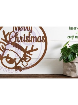 Intra απο ξύλο plywood 3mm-4mm πάχος – Reindeer Merry Christmas επιγραφή τοίχου Δίασταση  40x30 cm INTRAFABR-82511440