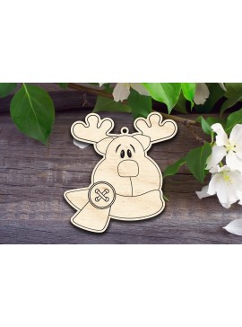 Σετ των 2 Intra απο ξύλο plywood 3mm-4mm πάχος – Reindeer Ornament V2 Δίασταση  20x20 cm INTRAFABR-38015796