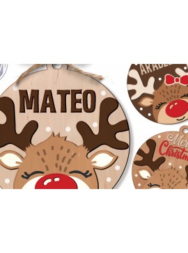 Σετ των 2 Intra απο ξύλο plywood 3mm-4mm πάχος – Αρχείο 3dOrnaments Reindeer Δίασταση  20x20 cm INTRAFABR-108682098