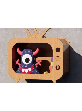 Σετ των 2 Intra απο ξύλο plywood 3mm-4mm πάχος – Ρετρό ράφι τηλεόρασης Δίασταση  20x20 cm INTRAFABR-36511073