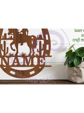 Intra απο ξύλο plywood 3mm-4mm πάχος – Rodeo Horse Shoe Sign Name Δίασταση  40x30 cm INTRAFABR-100425977