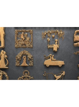 Σετ των 2 Intra απο ξύλο plywood 3mm-4mm πάχος – Romantic Couple Moments Δίασταση  20x20 cm INTRAFABR-122068128