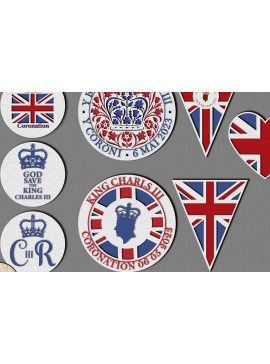 Σετ των 2 Intra απο ξύλο plywood 3mm-4mm πάχος – Πακέτο Royal Coronation Decorations Δίασταση  20x20 cm INTRAFABR-67535445