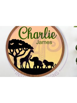 Intra απο ξύλο plywood 3mm-4mm πάχος – Safari Layered Personalized Name Sign Δίασταση  40x30 cm INTRAFABR-116779048