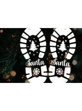 Σετ των 2 Intra απο ξύλο plywood 3mm-4mm πάχος – Santa Footprint, Santa Stencil Δίασταση  20x20 cm INTRAFABR-106663110