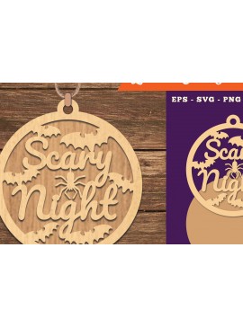 Σετ των 2 Intra απο ξύλο plywood 3mm-4mm πάχος – Scary Night Ornment Δίασταση  20x20 cm INTRAFABR-111385497