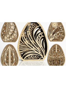 Σετ των 2 Intra απο ξύλο plywood 3mm-4mm πάχος – Σετ 5 πολυστρωματικών πασχαλινών αυγών πρότυπο Δίασταση  20x20 cm INTRAFABR-115240252