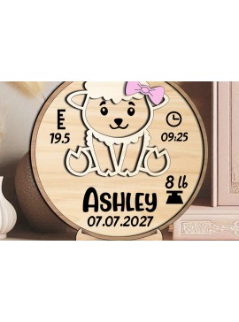 Σετ των 2 Intra απο ξύλο plywood 3mm-4mm πάχος – Sheep Baby Announcement Round Board Δίασταση  20x20 cm INTRAFABR-117667378