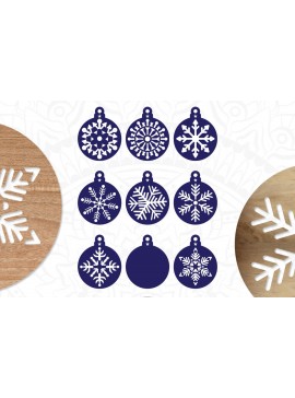 Σετ των 2 Intra απο ξύλο plywood 3mm-4mm πάχος – Snowflake Ornament Δίασταση  20x20 cm INTRAFABR-19981021