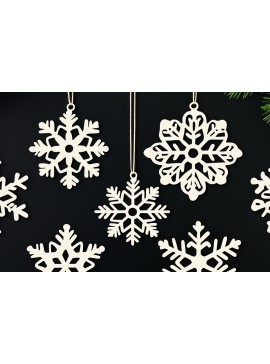 Σετ των 2 Intra απο ξύλο plywood 3mm-4mm πάχος – Snowflake Ornaments Set Δίασταση  20x20 cm INTRAFABR-105397072