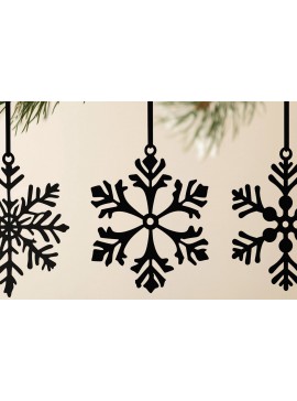 Σετ των 2 Intra απο ξύλο plywood 3mm-4mm πάχος – Snowflake Ornaments Set Δίασταση  20x20 cm INTRAFABR-105433026