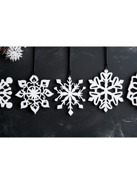 Σετ των 2 Intra απο ξύλο plywood 3mm-4mm πάχος – Snowflake Ornaments Set Δίασταση  20x20 cm INTRAFABR-105396622